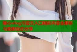 糖心vlog污官方入口精彩内容全解析与最新动态分享